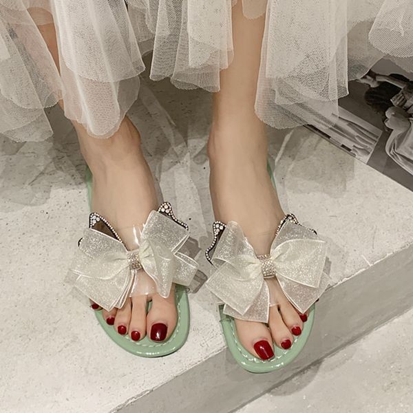 

low shoes woman 2020 woman's slippers butterfly-knot luxury slides shale female beach new designer summer sabot flat pu rubber, Black