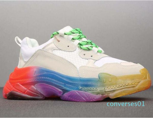 

париж 17fw triple-s sneaker мужские и женщин радужные дно дизайнер обуви тройной s clear подошва белый зеленый роскошный дизайнерские тренаж, Black
