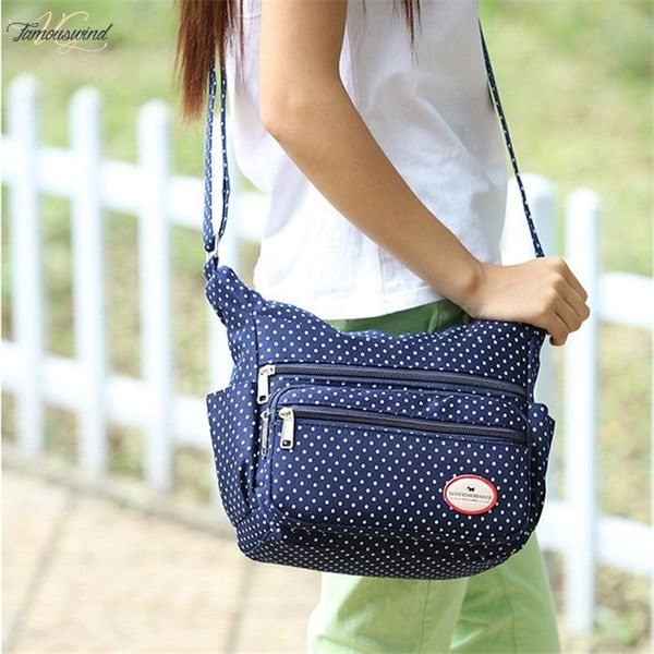 

women fashion canvas shoulder messenger bag female crossbody bag ladies zipper bolsa feminina dot printing travel bag bolsa sac a main
