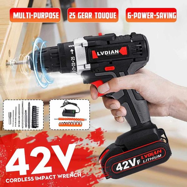 

42v lithium battery impact drill power drills battery cordless electric impact drill driver electric screwdriver