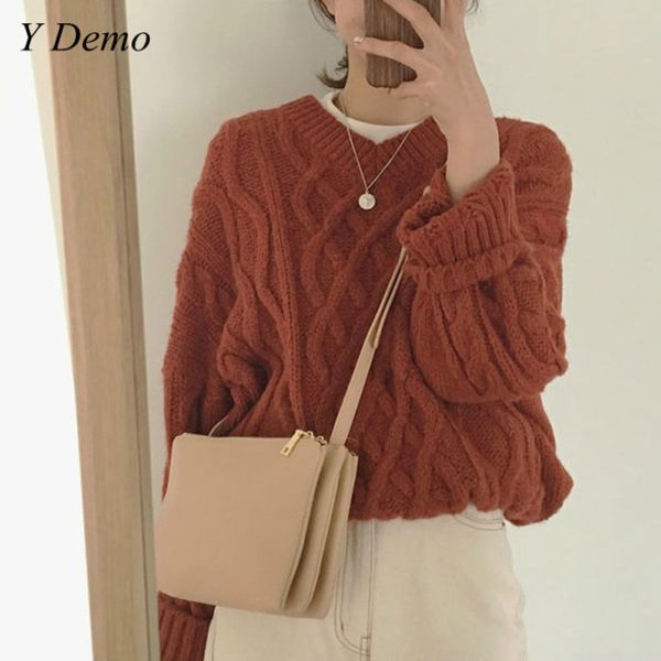 

women's sweaters korea sweet v neck casual women knitting candy color sweater, White;black