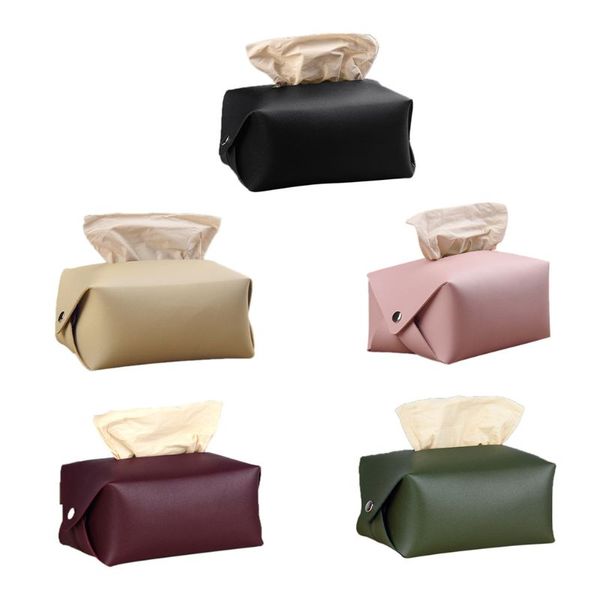 

pu leather facial tissue box cover napkin holder organizer pouch paper towel dispenser container for home office car decoration