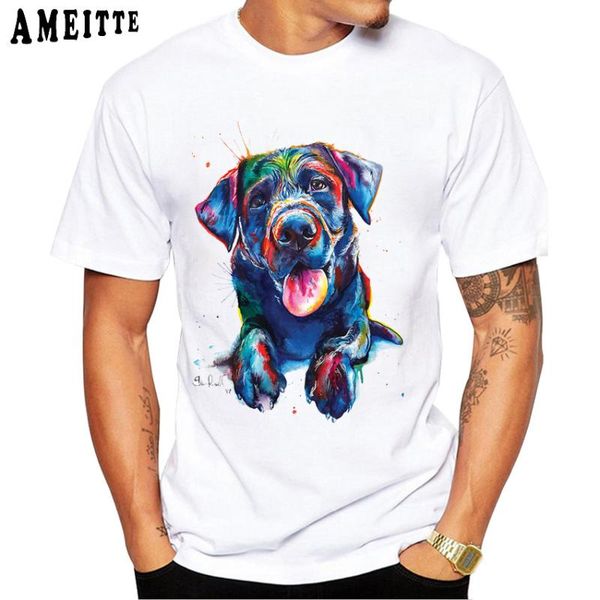 

summer casual fashion men t-shirt black lab dog art t-shirt cute labrador retriever lovers design boy tees white short sleeve, White;black