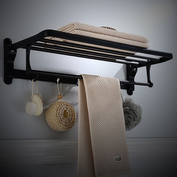 

bathroom towel rack aluminum black white 50-60 cm towel holder folding wall mounted bathroom rail holder hanger bar