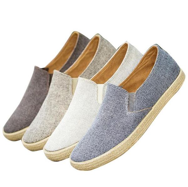 

epher mens canvas sneakers espadrilles casual shoes solid fabric men loafers, Black