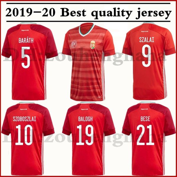 

hungary home red soccer jersey 2020 european cup maillots de foot ferenczi szoboszlai botka balogh szalai bese gazdag football shirt, Black;yellow