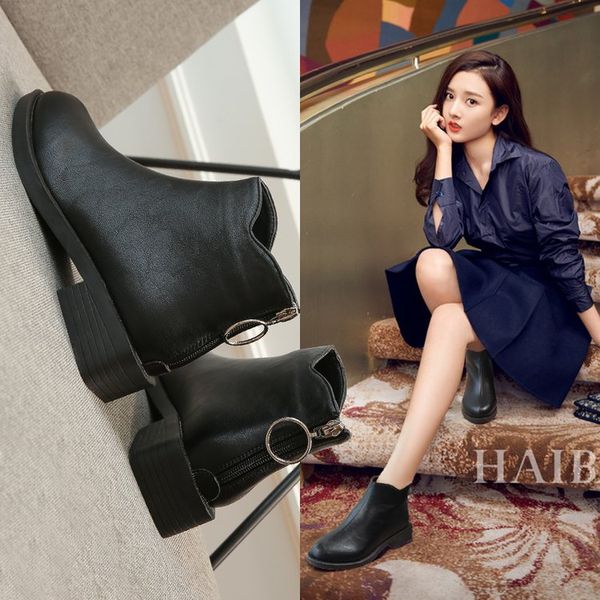 

black winter boots women shoes woman booties ankle boot shoe sock boots botines mujer fashion heel ladies schoenen vrouw