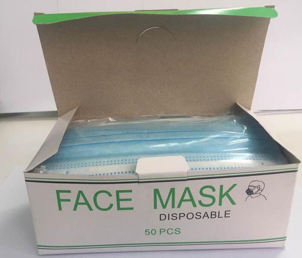 

in stock face mask non woven disposable dustproof mouth masks anti pm2.5 safety 50pcs/pack fast by dhl