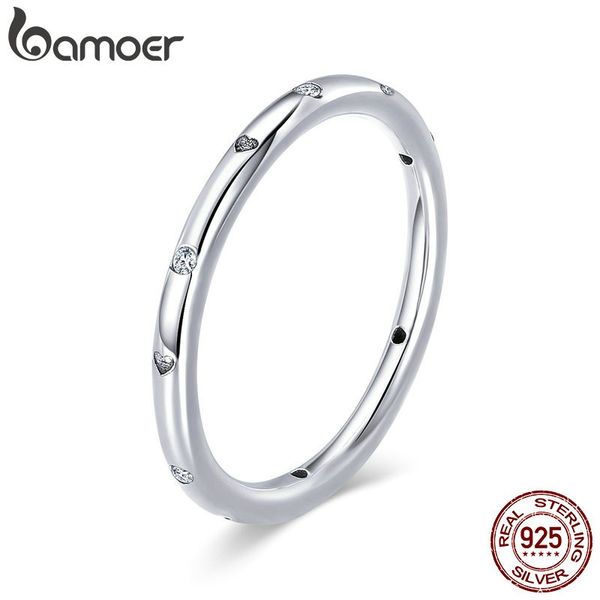 

bamoer 100% стерлингового серебра 925 прозрачный cz кристалл круглый обручальное кольцо палец для женщин ювелирные изделия стерлингового сер, Slivery;golden