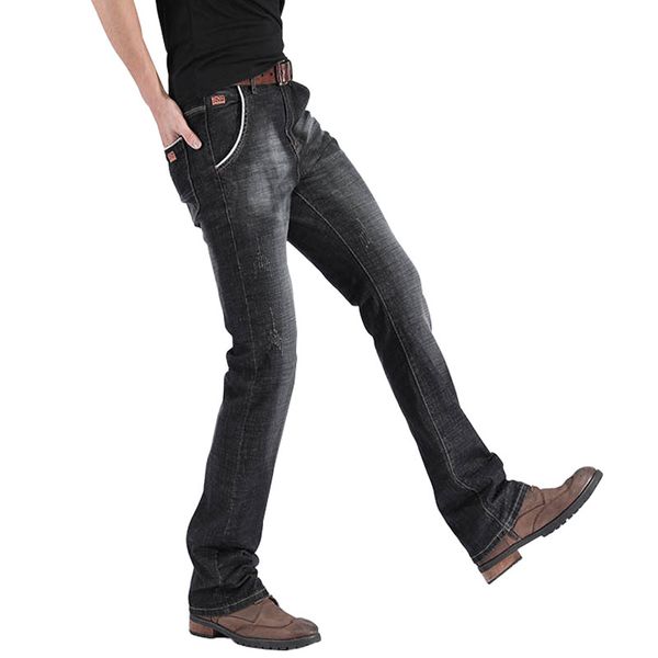 

jeans regular men trousers flared black vintage casual mens fashion, Blue