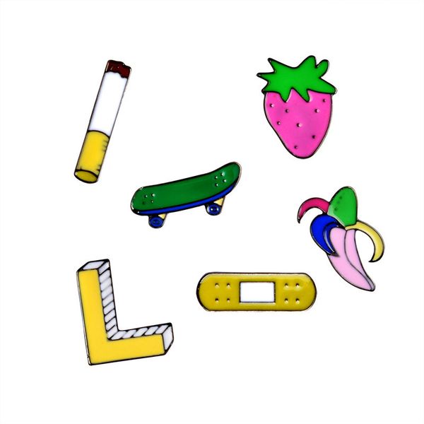 

симпатичный мультфильм письмо l banana металла kawaii эмаль pin badge кнопки брошь рубашка denim jacket сумка декоративные броши для женщин, Gray