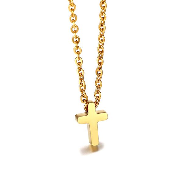 

minimalis dainty cross choker necklace women stainless steel small cross pendant charm collar, Golden;silver