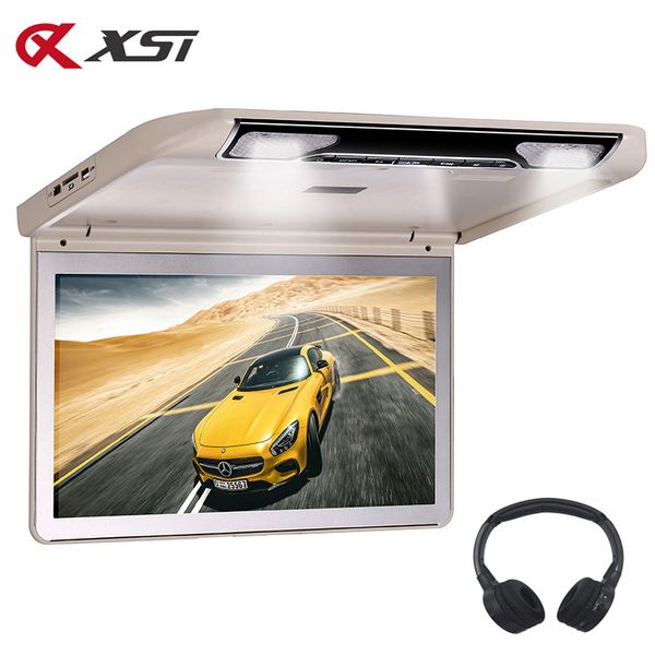 

xst 13.3 inch car ceiling flip down roof mount monitor mp5 video player with full hd 1920x1080p screen hdmi port usb sd ir fm