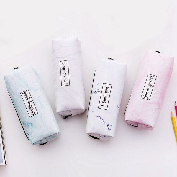 

1pcs marble pencil case cute school pencil cases for girls boy kawaii leather big pen bag pencilcase pouch school stationery