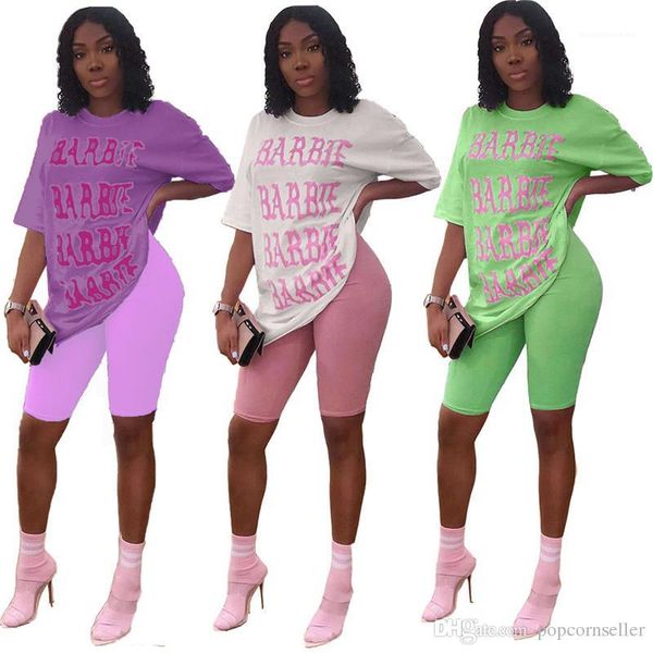 

loose casual short sleeve t shirt suits women tracksuits summer women two piece sets fashion style printed, Gray