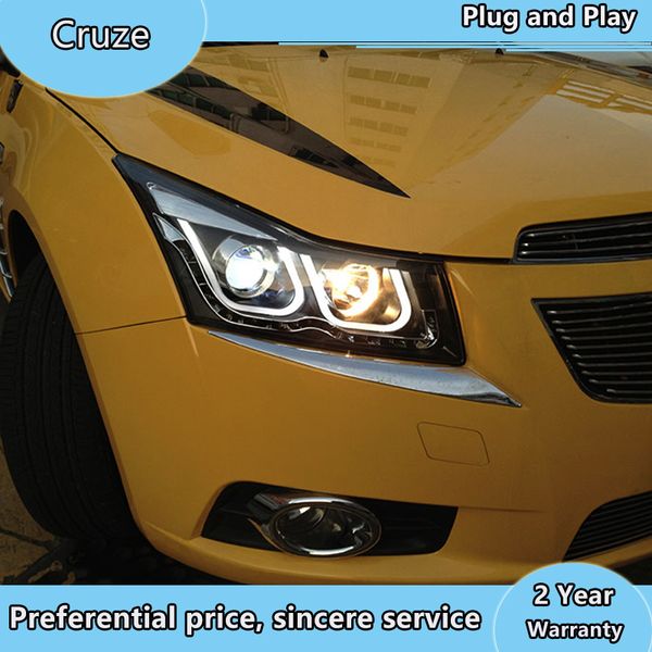 

автомобиль styling для cruze 2009 2010 2011-2014 headlights doubleu angel led drl глаз объектива двойной луч h7 hid xenon аксессуары для авт