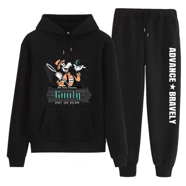 

n98 cartoon print women 2 piece set patchwork hoodies and pants sweatshirt casual two piece autumn streetwear s-3xl, White