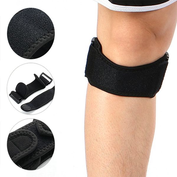 

1pc adjustable patella knee tendon strap protector guard support pad girdle sports knee brace black, Black;gray