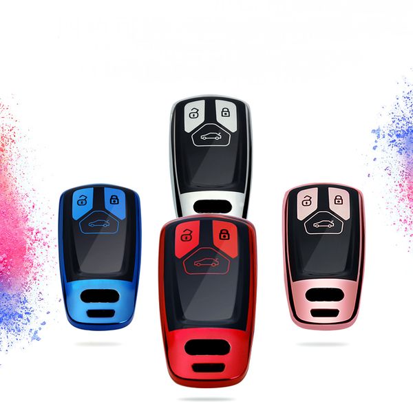 

black material new soft tpu car key case for a4 b9 q5 q7s 8s 2016 2017 car styling full cover auto smart key shell