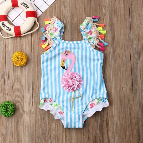 

toddler kids baby girls striped flamingo bikini swimwear swimsuit bathing beach kid girl bird print swimwear
