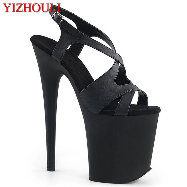 

summer 20 cm matte black vamp heels, 8 inch stiletto sandals/pole dancing model sandals
