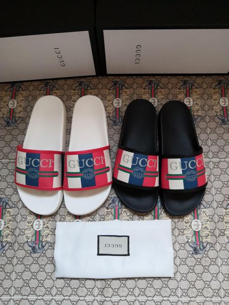 

men's and women's sandals designer shoes luxury non-slip summer fashion wide sandals slippers slippers size 35-45 flower box, Black