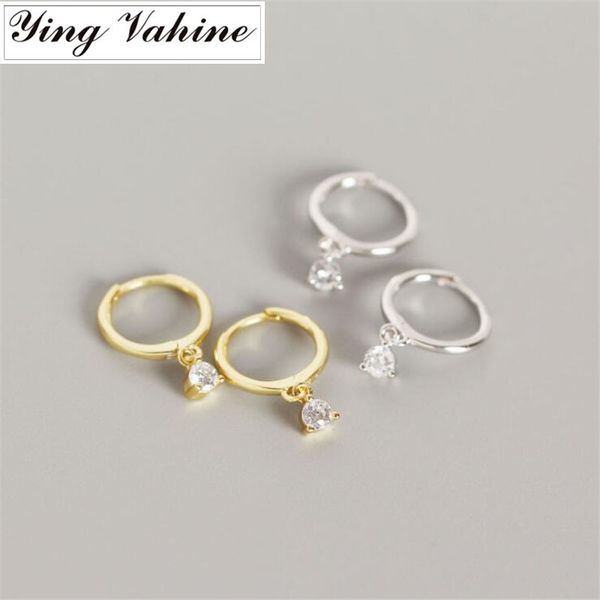 

ying vahine 100% 925 sterling silver exquisite miniature zircon pendant stud earrings for women, Golden