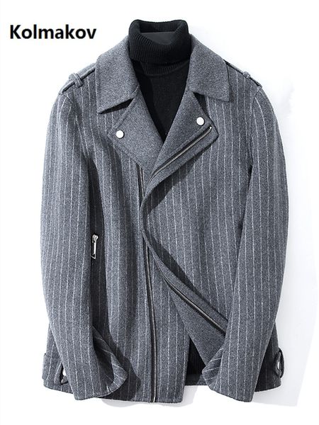 

2019 winter coat men's double-faced cashmere trench coat men's casual zipper jacket 100% woolen coats men overcoat, Black