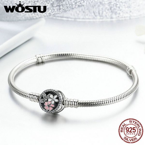 

wostu 100% 925 sterling silver poetic blooms bracelet & bangles for women fit diy charms beads original jewelry gift fbs919 j190722, Golden;silver