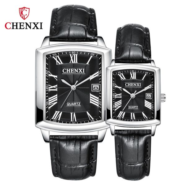 

пара womanmen повседневные часы квадратный циферблат мода кожаный ремешок любовника кварцевые часы календарь relogios femininos, Slivery;brown