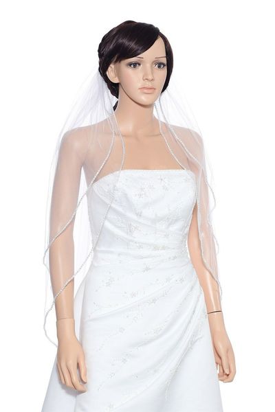 

new luxurious white ivory champagne red pink black purple bridal veil two-layer amazing rhinestone edge hip length wedding veil