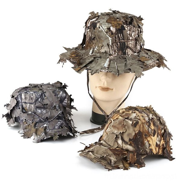 

tactical camouflage cap with bionic leaf army hunting volleyball wear athletic & outdoor apparel conceal hat sniper hidden jungle, Black;white