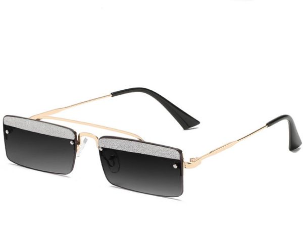 

rimless rectangular metal sunglasses european american fashion mini sunglasses ocean piece small frame eyewear 7colors, White;black