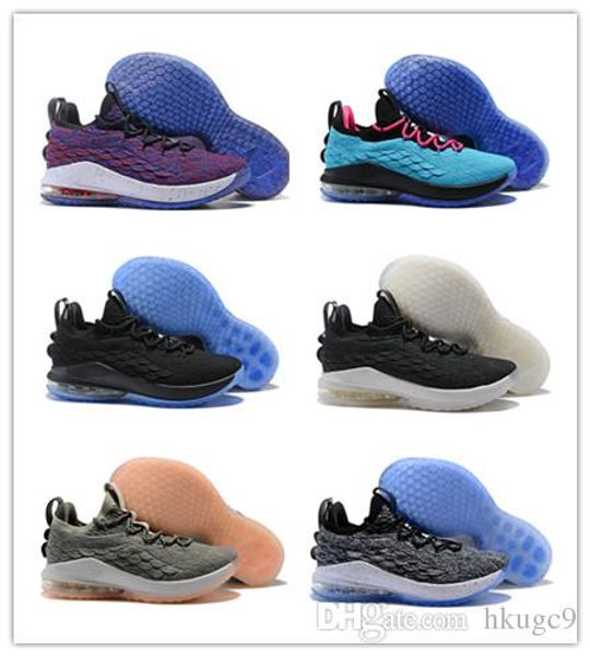 

High Quality Athletic LeBron 15 Low Multicolor Basketball Shoes Black and Metallic Gold Sneaker