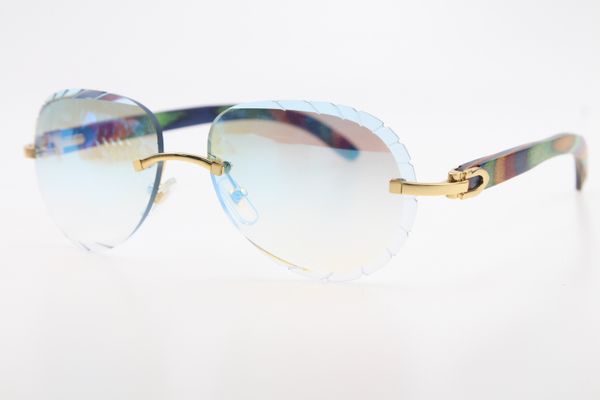 

rimless 3524016 peacock wood driving sunglasses with box carved red lens fashion designer wood glasses new fashion classic sunglasses, White;black