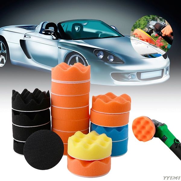 

18pcs 3" sponge buff buffing polishing pad kit set m10/m14 thread car polisher