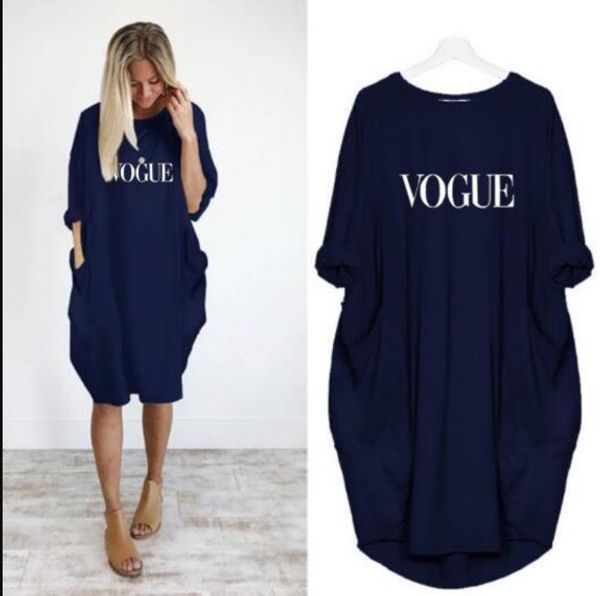 

loose womens casual dresses letter print big pocket womens designer dresses fashion long sleeve females clothing, Black;gray