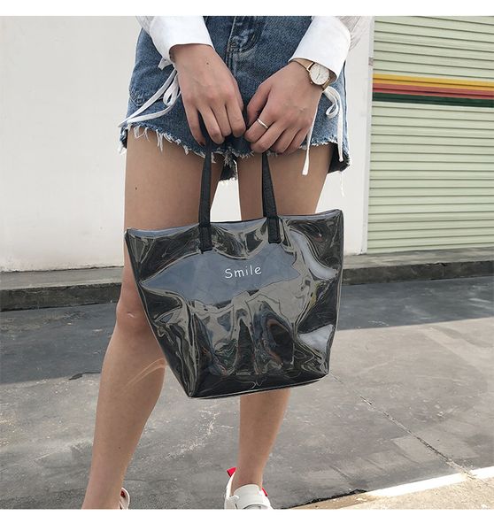 

summer 2019 kraft transparent small handbag ins simple tote bag shoulder diagonal women's bag