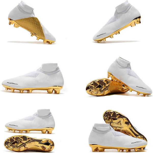 

2019 new soccer cleats phantom vsn elite df fg white gold high soccer shoes 100% with real logo size 39-45