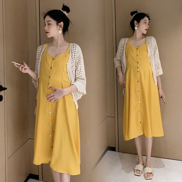 

8208 8209# maternity clothes nursing dress summer two-piece loose stylish dress for pregnant women pregnancy clothes, White