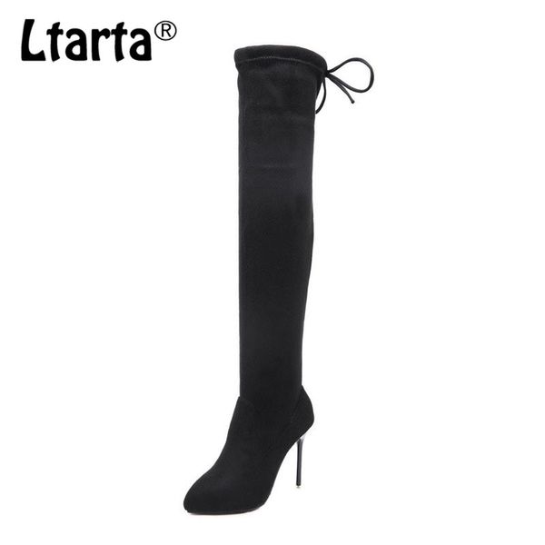 

ltarta autumn winter 2019 women platform fashion shoes fine heeled heeled knee boots high boots women's jxq, Black