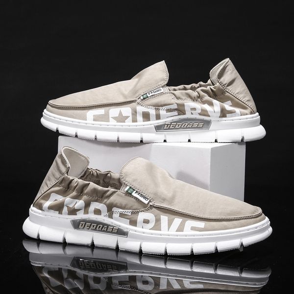 

men's umbrella cloth lazy shoes series] 2020 one-pedal casual men's shoes summer breathable trend cloth shoes, Black