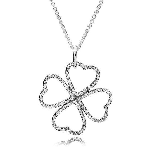 

new 925 sterling silver necklace petals of love with clear cubic zirconia necklace for women wedding gift fine diy jewelry