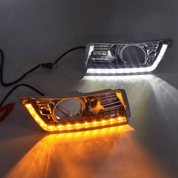 

led daytime running light for srx 2 2012-2014 led drl with yellow turning lights chrome fog lamp cover