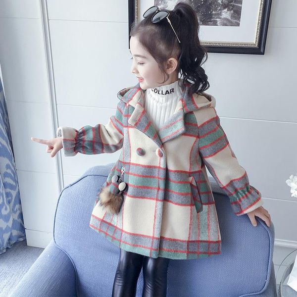 

детская одежда девочки шерстяное пальто осень и зима одежда новая куртка младенца длинный отрезок зимы шерстяная ветровка outwear, Blue;gray