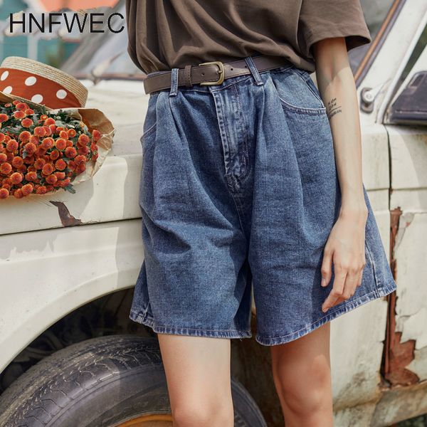 

women denim temperament wide leg shorts new high waist loose fit trousers fashion tide spring autumn 2020 t434, White;black