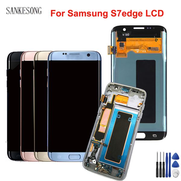 

оригинальный amoled 5.5 '' burn-тени lcd для samsung galaxy s7 эдж дисплей с рамкой g935 g935f жк-экран digitizer ассамблеи