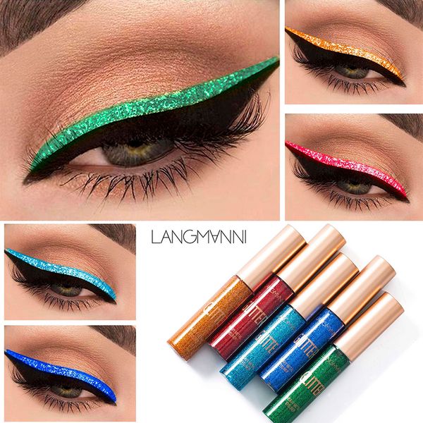 

12 цвет / lot жидкое glitter eyeliner карандаши белое золото цвет сияющий shimmer eye liner макияж pen макияж инструменты бесплатная доставк
