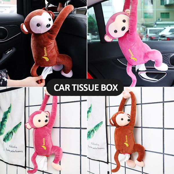 

creative cartoon hanging monkey tissue holder box cute car home office tissue box car decorate accessories with tissues