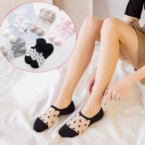 

socks & hosiery 1pair elegant women girls cotton comfortable solid dot spring summer wear low ankle invisible elastic short, Black;white